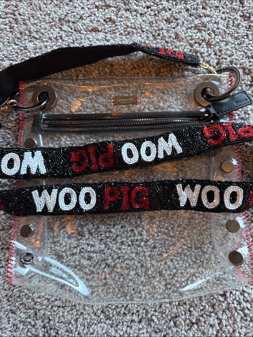 Hammitt Razorback Crossbody Bag with Black 'WOO PIG' Strap